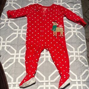 Carter’s Red Polka Dot Kids One Piece with Reindeer Design